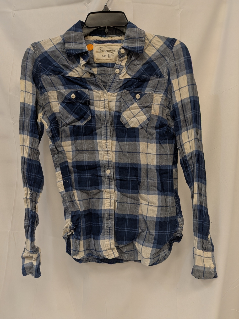 Aeropostale Blue & White Plaid Button-Down Shirt